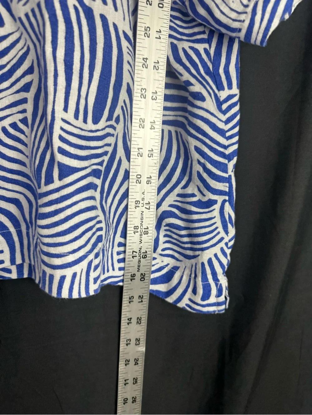 ⁠LOFT Beach 100% Linen 2pc Matching Set Blue White Abstract Wave Pants/Top